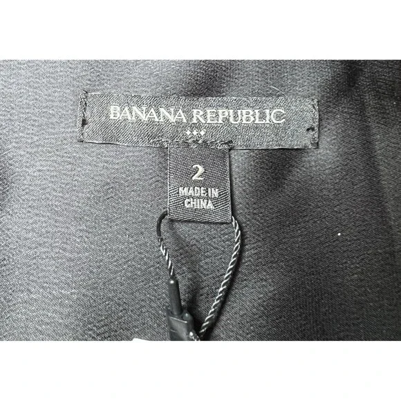 New Banana Republic Black Satin Wrap Dress Womens Size 2P Petite Party Formal - Picture 4 of 13